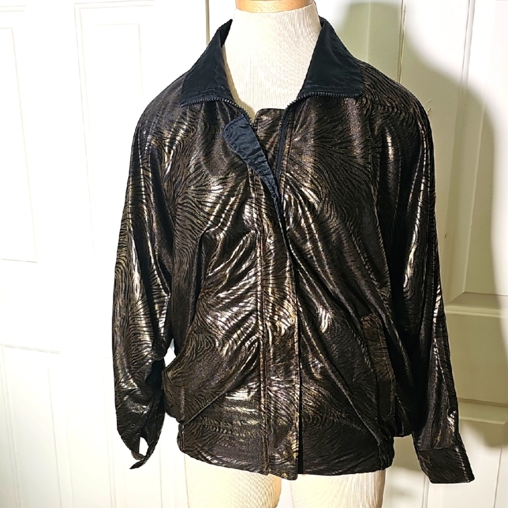Metallic Black‎ and Gold Reversable Bolmer Jacket. One Size.